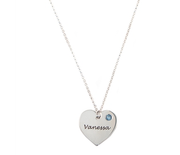 Sterling Heart Birthstone Engraved Necklace