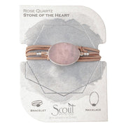 Suede/Stone Wrap - Rose Quartz/Silver/Stone of the Heart
