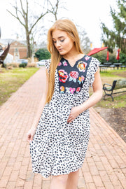 LEOPARD EMBROIDERED DRESS