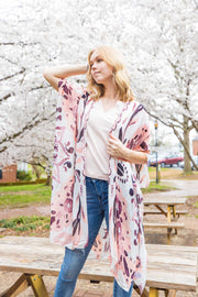 Mandala and Floral Mix Print Kimono