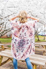 Mandala and Floral Mix Print Kimono